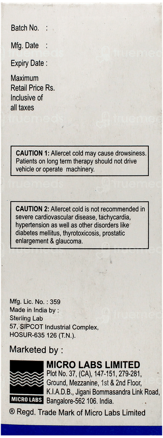 Allercet Cold Syrup 60ml